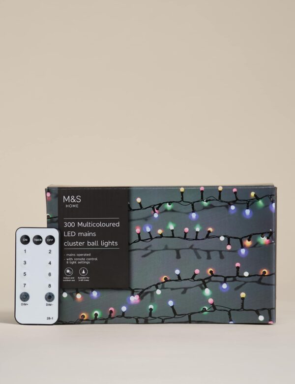 300 Multicoloured Cluster Ball Mains Lights