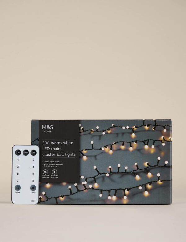 300 Warm White Cluster Ball Mains Lights