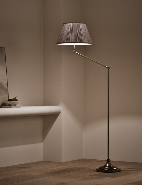 Adjustable Floor Lamp with Pleated Shade