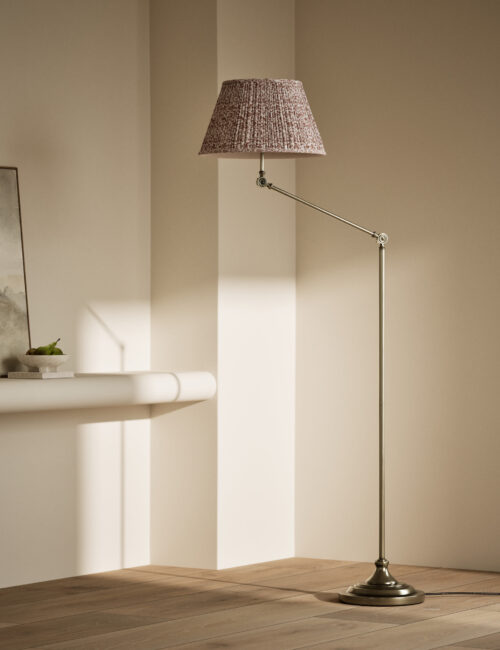 Adjustable Floor Lamp with Pleated Shade