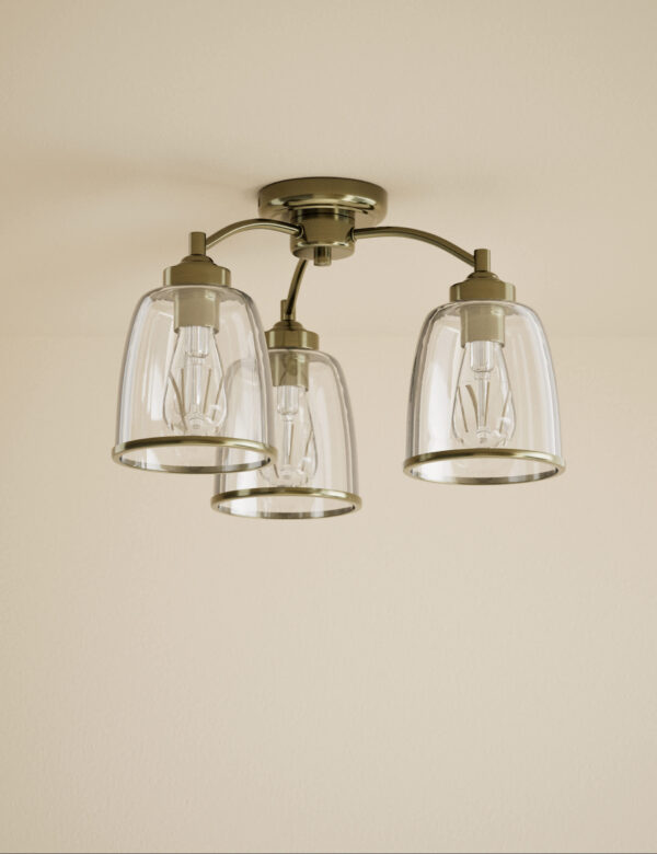 Core Glass & Metal Multi Flush Ceiling Light