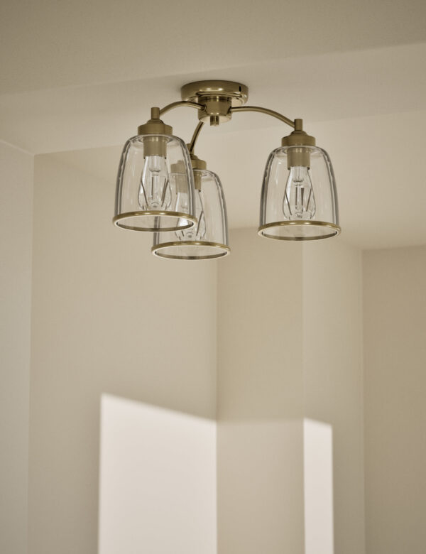 Core Glass & Metal Multi Flush Ceiling Light