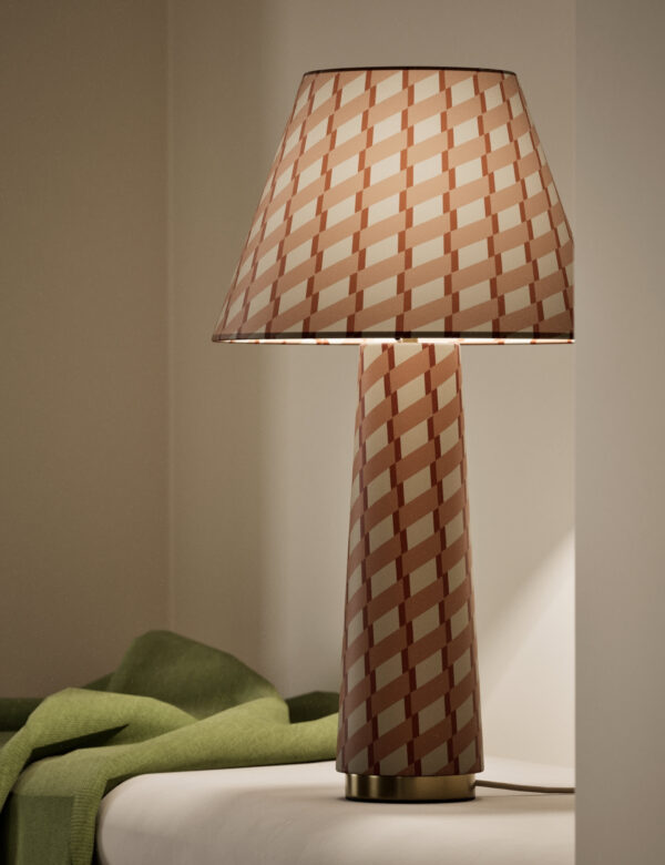 Fabric Geometric Print Table Lamp