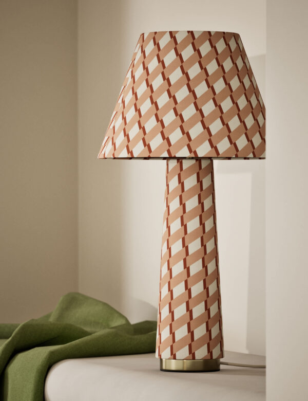 Fabric Geometric Print Table Lamp
