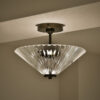 Glass Ribbed Flush Ceiling Light