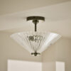 Glass Ribbed Flush Ceiling Light