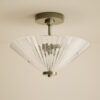Glass Ribbed Flush Ceiling Light