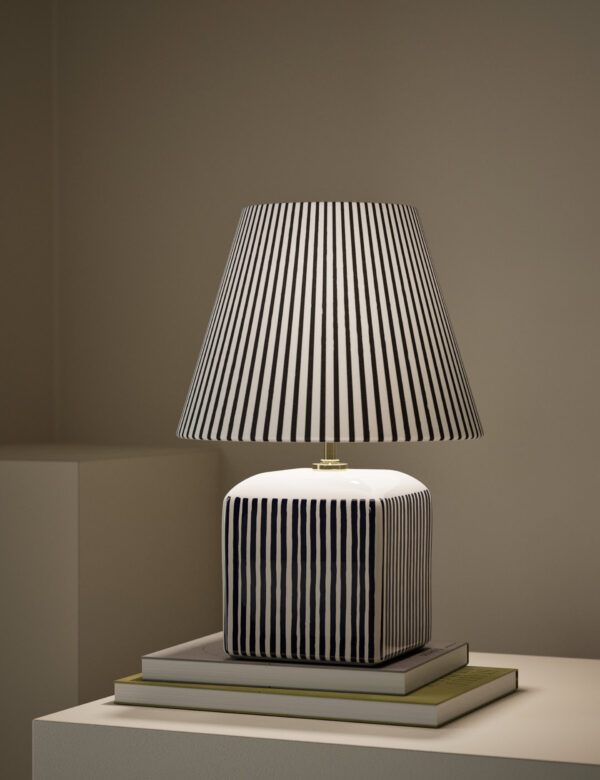Joshua Ceramic Striped Rechargeable Table Lamp