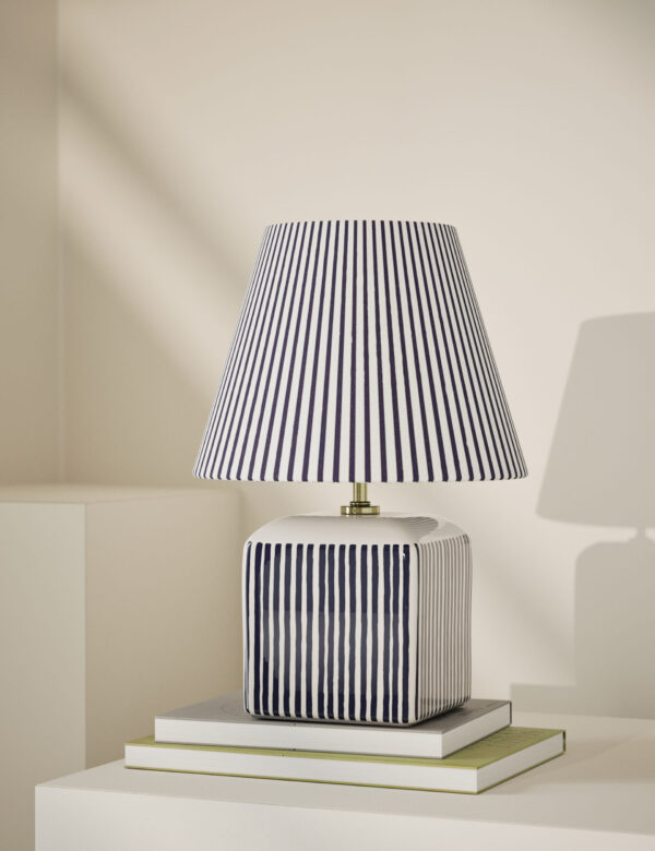 Joshua Ceramic Striped Rechargeable Table Lamp
