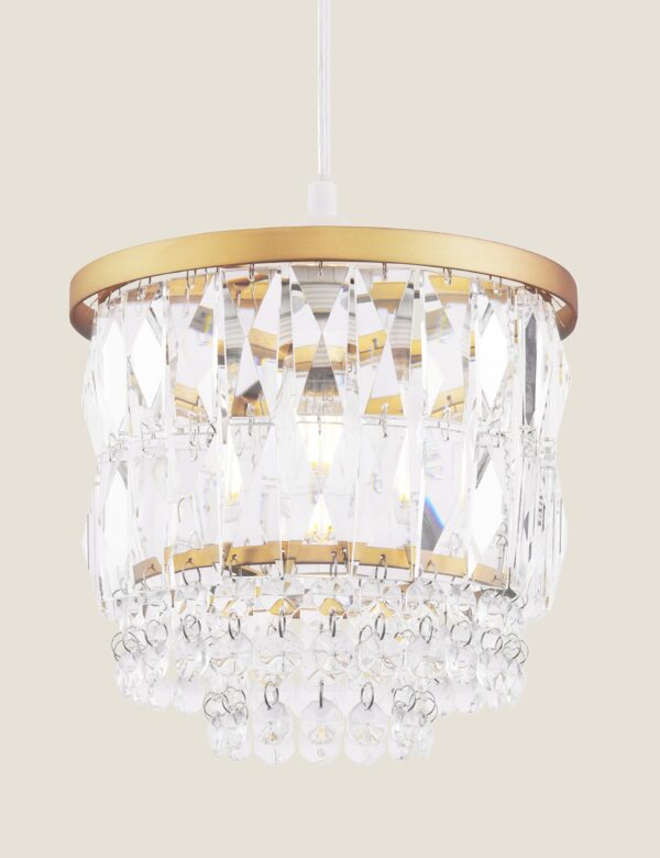 Rhosill Faceted Glass Easy Fit Pendant Light