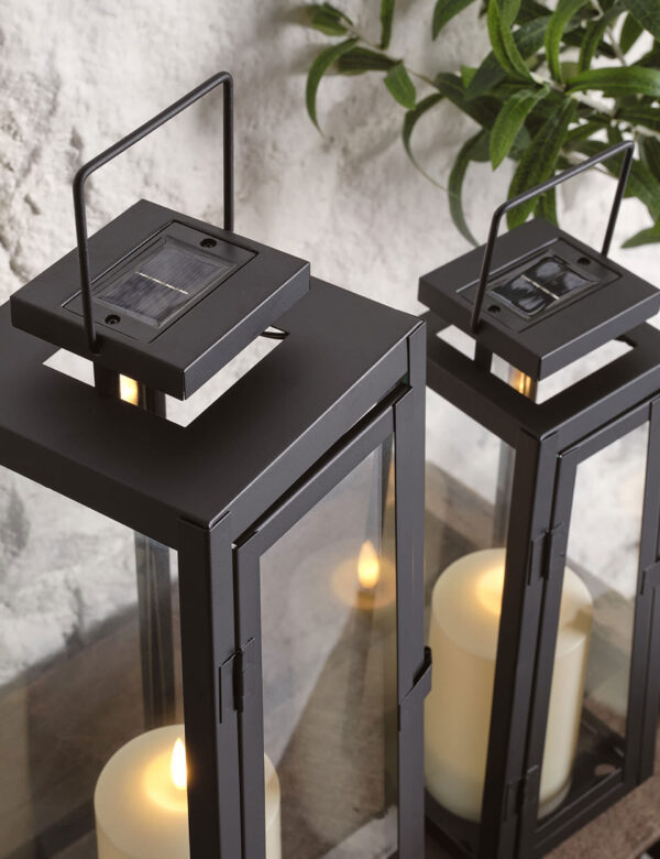 Set of 2 Porto Solar Lanterns with TruGlow® Candles