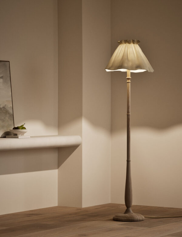 Skirt Shade Wooden Floor Lamp