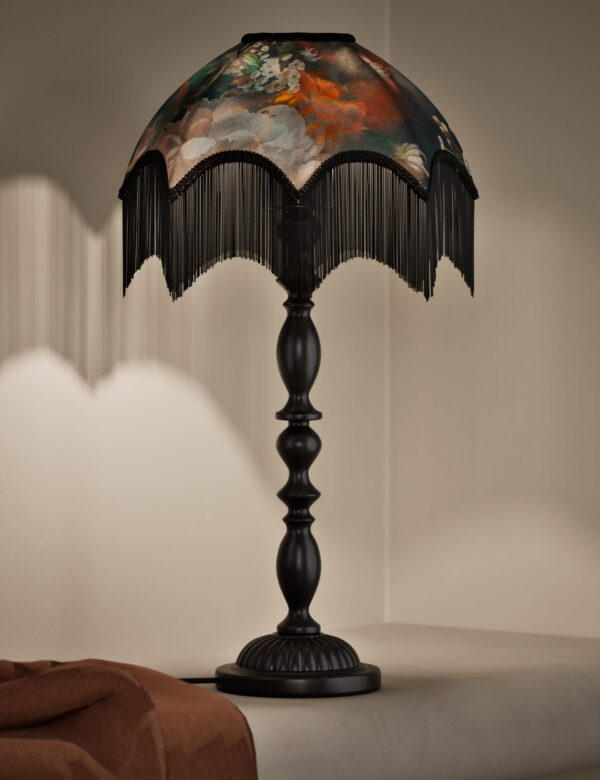 Velvet Floral Table Lamp