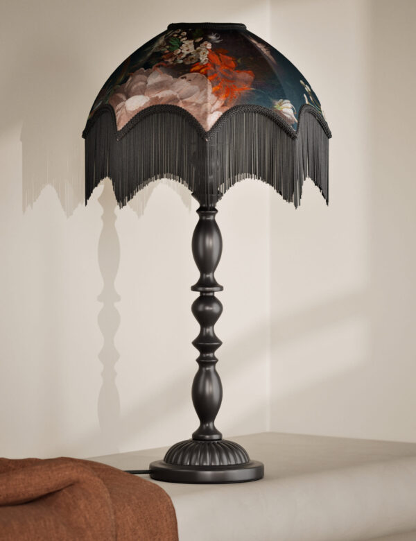 Velvet Floral Table Lamp