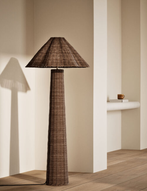 Wicker Scallop Flare Floor Lamp