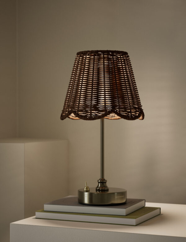 Wicker Scallop Rechargeable Table Lamp