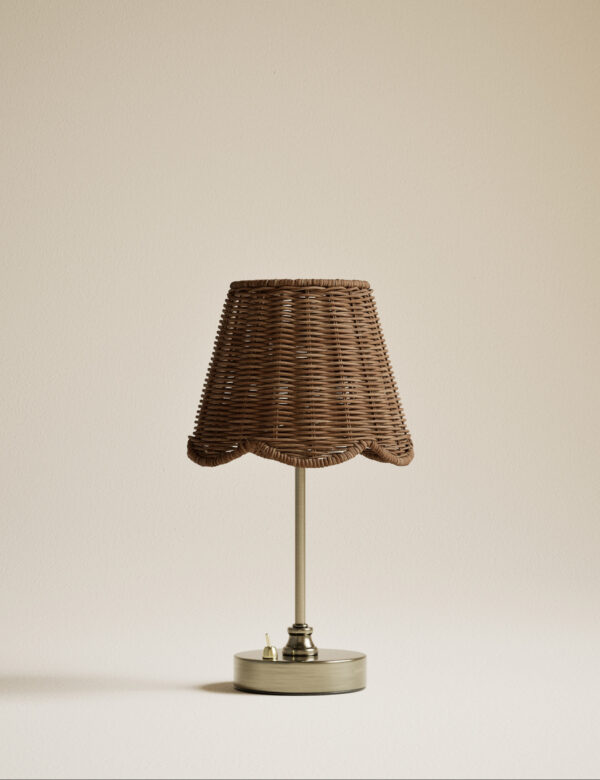 Wicker Scallop Rechargeable Table Lamp