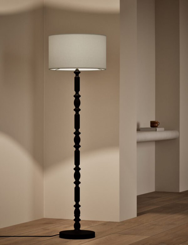 Wooden Bobbin Floor Lamp