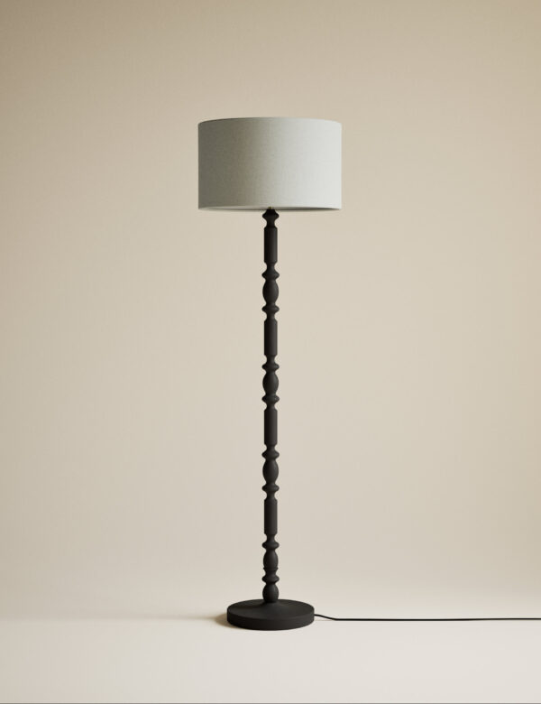 Wooden Bobbin Floor Lamp
