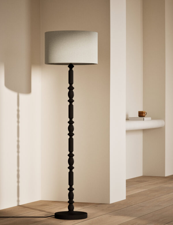 Wooden Bobbin Floor Lamp